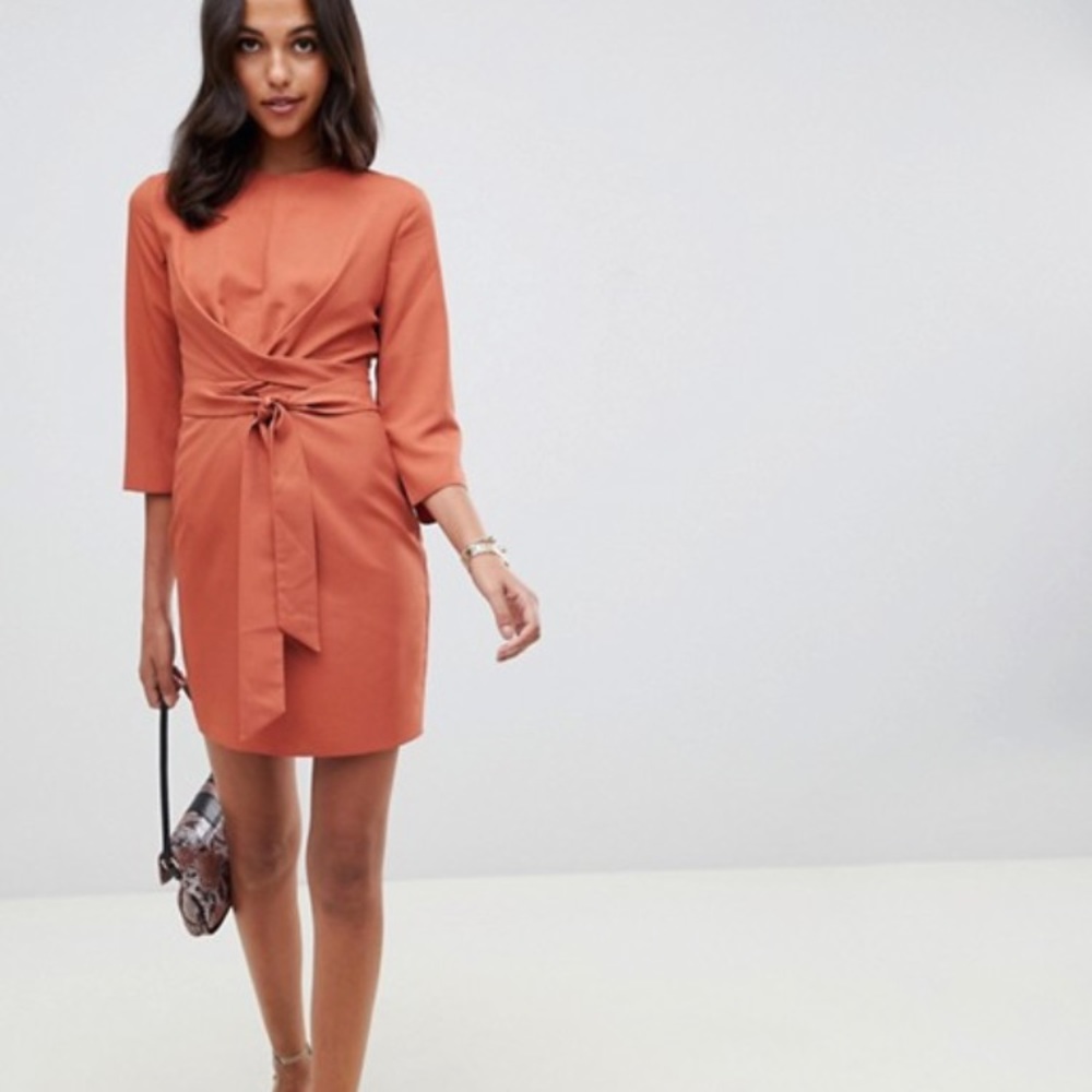 ASOS DESIGN tie wrap around mini dress - Picture 1 of 6